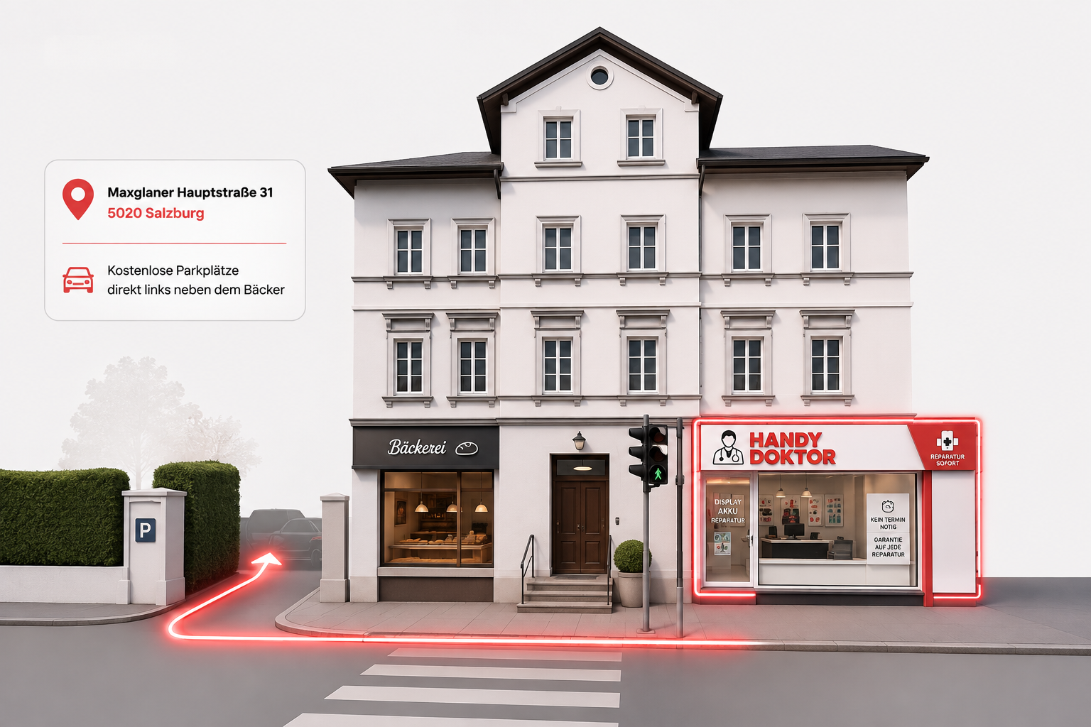 Kontakt Handy Reparatur Salzburg – Anfahrt zur Werkstatt in Maxglan
